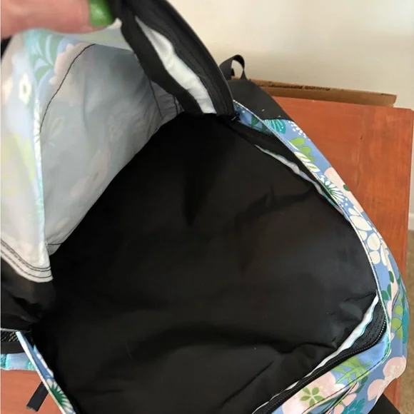 L.L.Bean Floral School Backpack Blue Green Book Bag Laptop Travel Bag - Picture 10 of 12